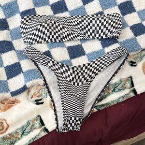 SHEIN Black and White Checkered Bikini